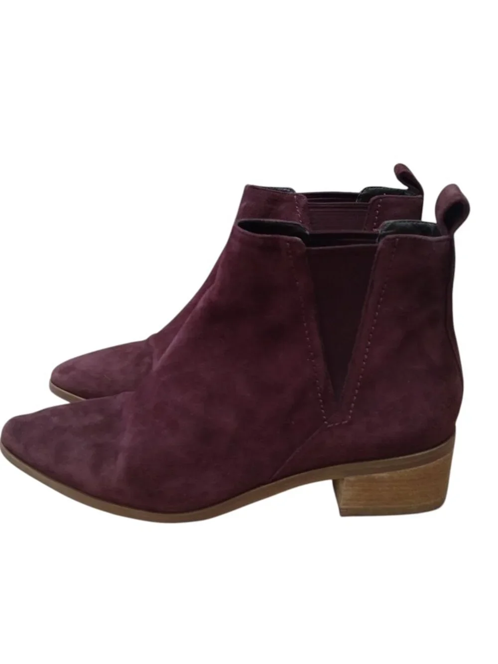 COLE HAAN Marinne Size 7.5B Suede Pointed Booties Wine/Burgundy Ankle Boot
